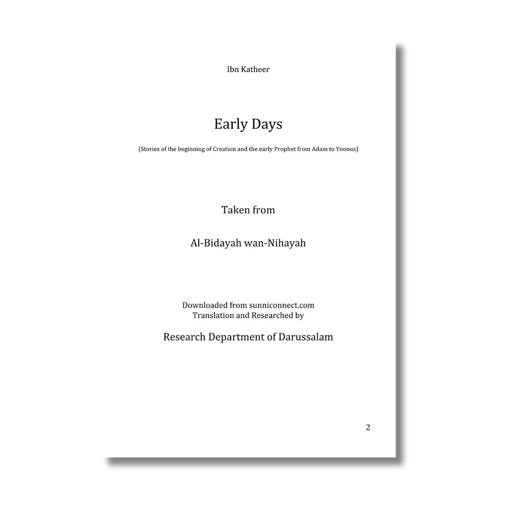 Early Days From Bidayah wa Nihayah