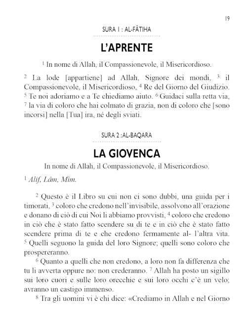ITALIAN Quran - Glorioso Corano - TR. H.R. Piccardo — page preview 2