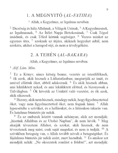 Hungarian Quran - Tr. Kiss Zsuzsanna Halima — page preview 1